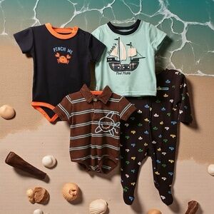Baby 4 Piece Set - Nautical and Crab Designs